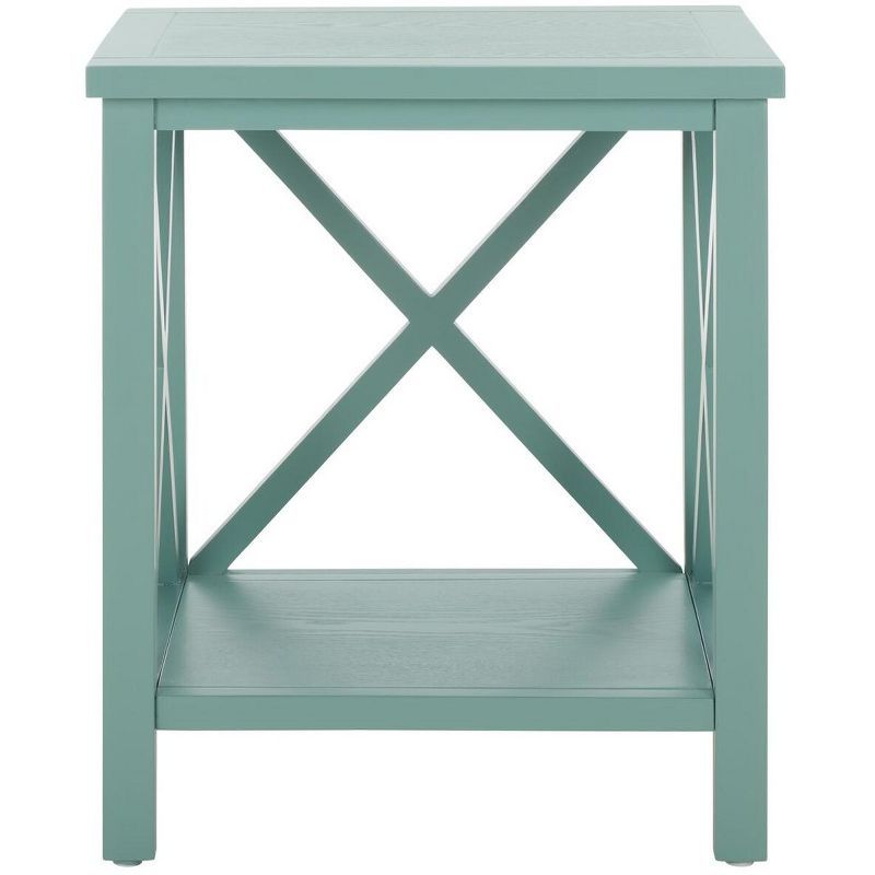 Dusty Green Pine Wood Rectangular End Table