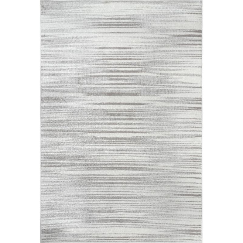 Kiley Faded Serene Stripes Gray Synthetic Indoor Area Rug, 4' 3" x 6'