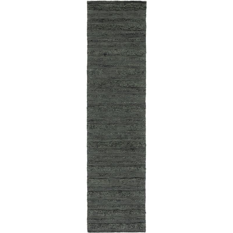 Charcoal and Ivory Handwoven Wool Runner Rug