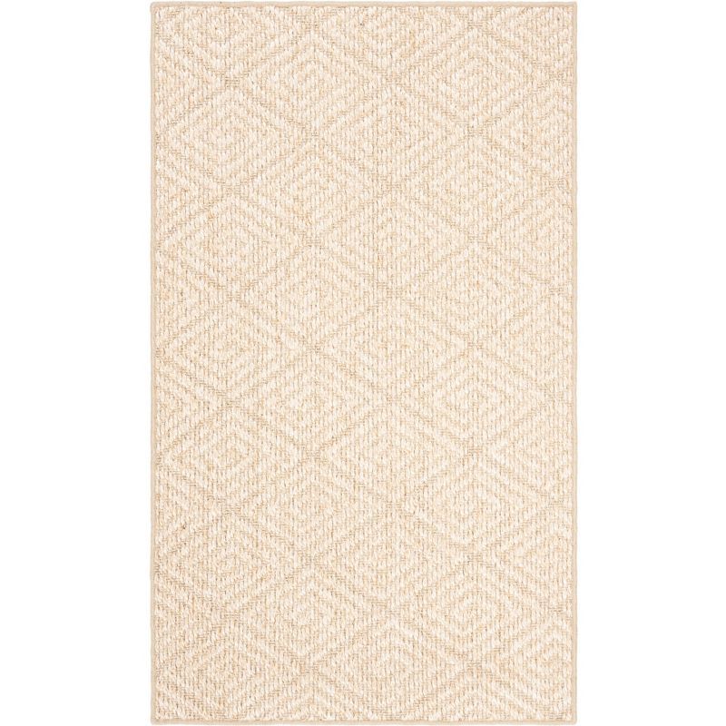Beige Geometric Flat Woven Synthetic Area Rug 3' x 5'
