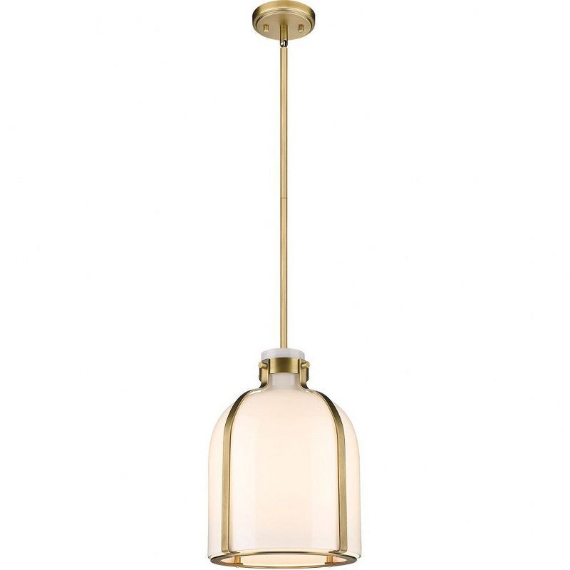 Rubbed Brass and Glass 13.5" Indoor/Outdoor LED Pendant Light