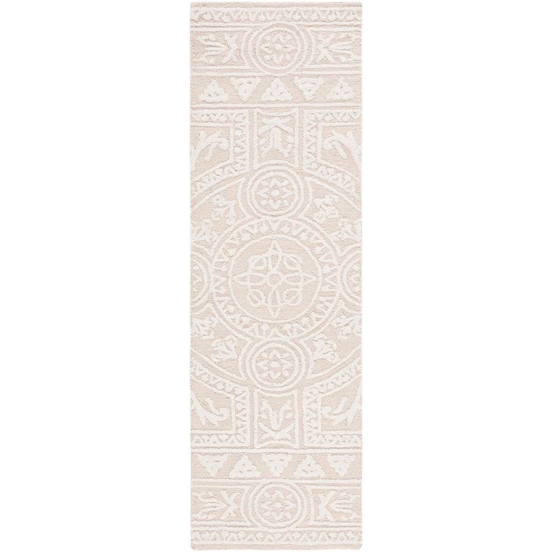 Light Gray Floral Hand-Tufted Wool Runner Rug