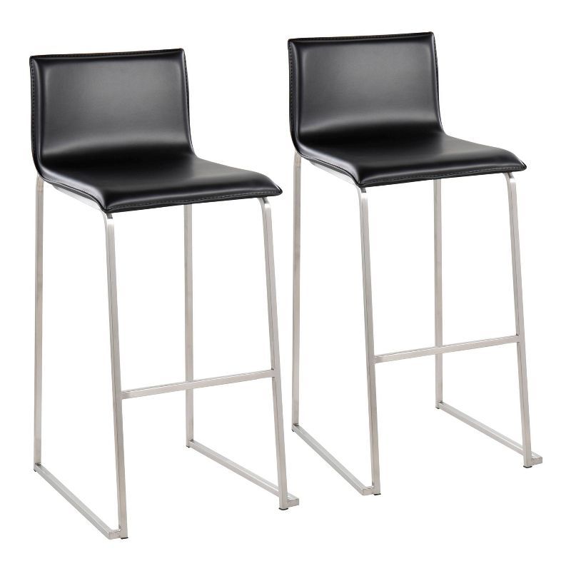 Mara Black Faux Leather Metal Barstool Set of 2