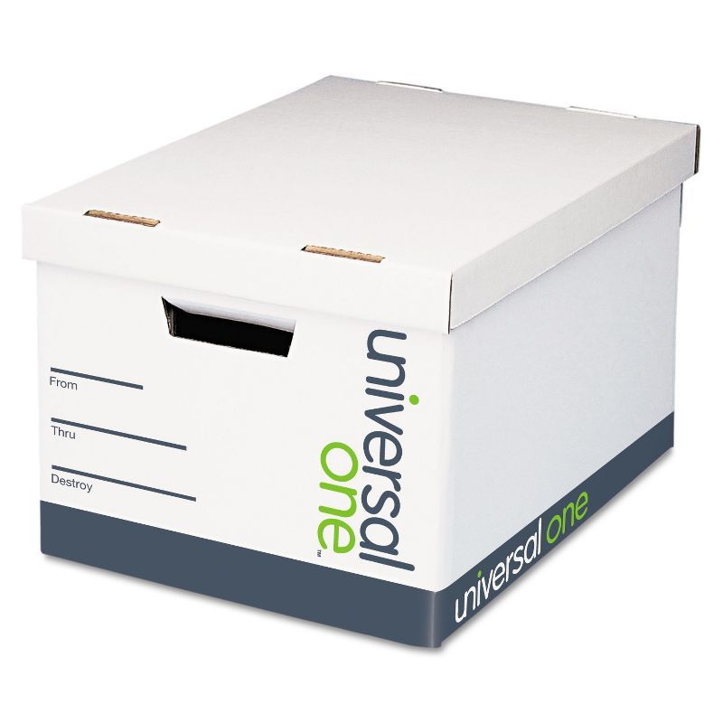 White Heavy-Duty Corrugated Fiberboard Storage Box with Lid