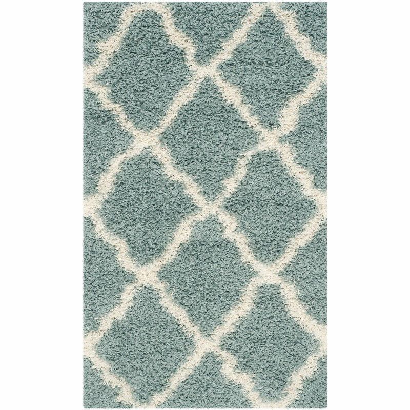 Seafoam and Ivory High Pile Shag Area Rug