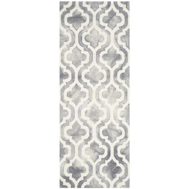 Grey and Ivory Hand-Tufted Wool Runner Rug, 2'3" x 12'