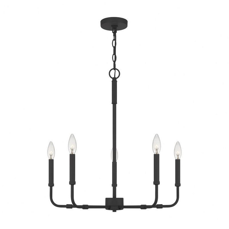 Abner 24" Matte Black Classic Candle-Style Steel Chandelier