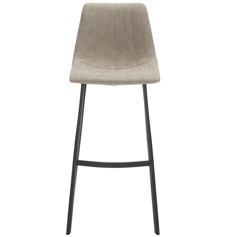 Modern Saddle Style Gray Leather Bar Stool with Metal Base