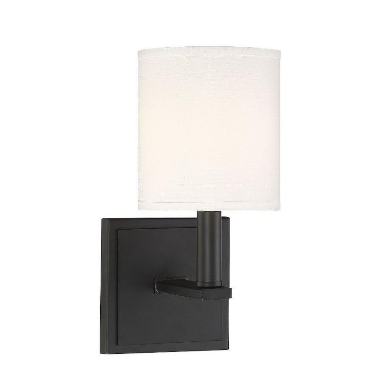 Waverly Matte Black 1-Light Wall Sconce with White Shade