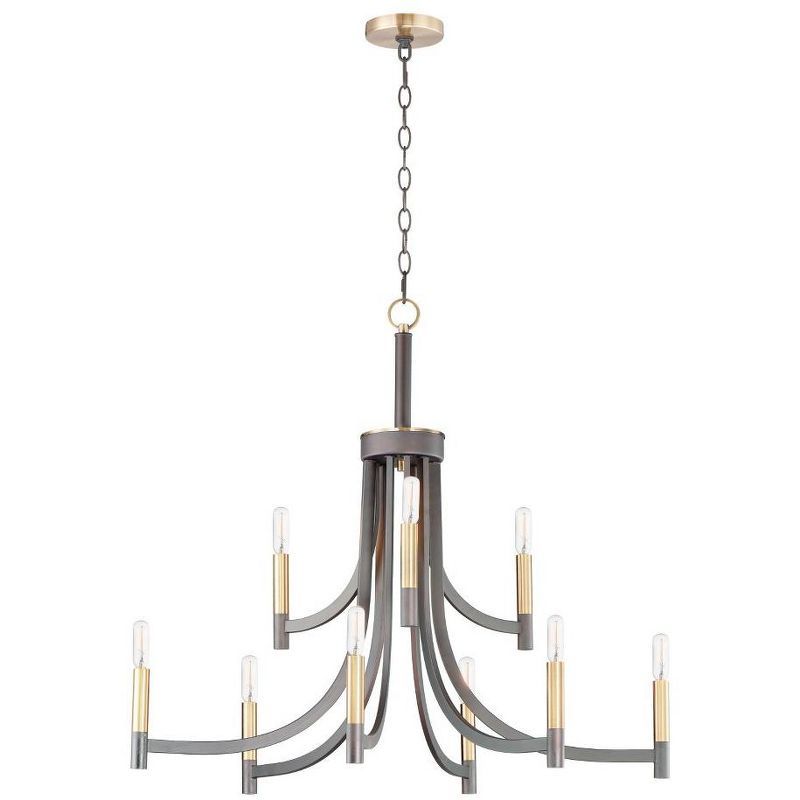 Lyndon Mid-Century 9-Light Bronze & Antique Brass Chandelier