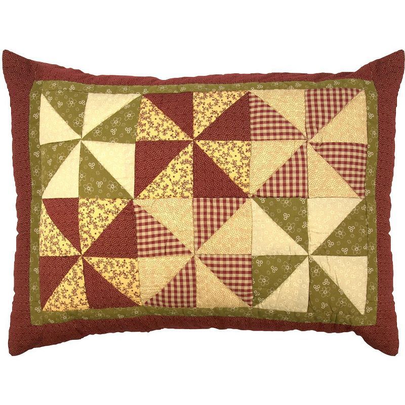 Mill Village Red and Green Cotton Standard Sham