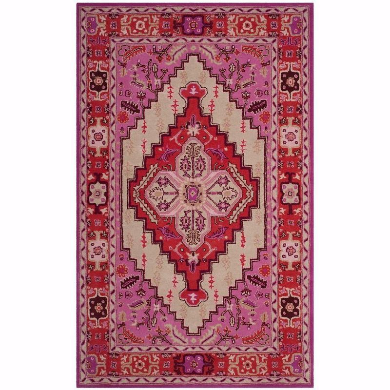 Elegant Bellagio Floral Red Pink & Ivory 6' x 9' Hand-Tufted Wool Rug