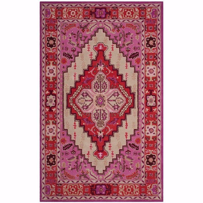 Elegant Bellagio Floral Red Pink & Ivory 6' x 9' Hand-Tufted Wool Rug