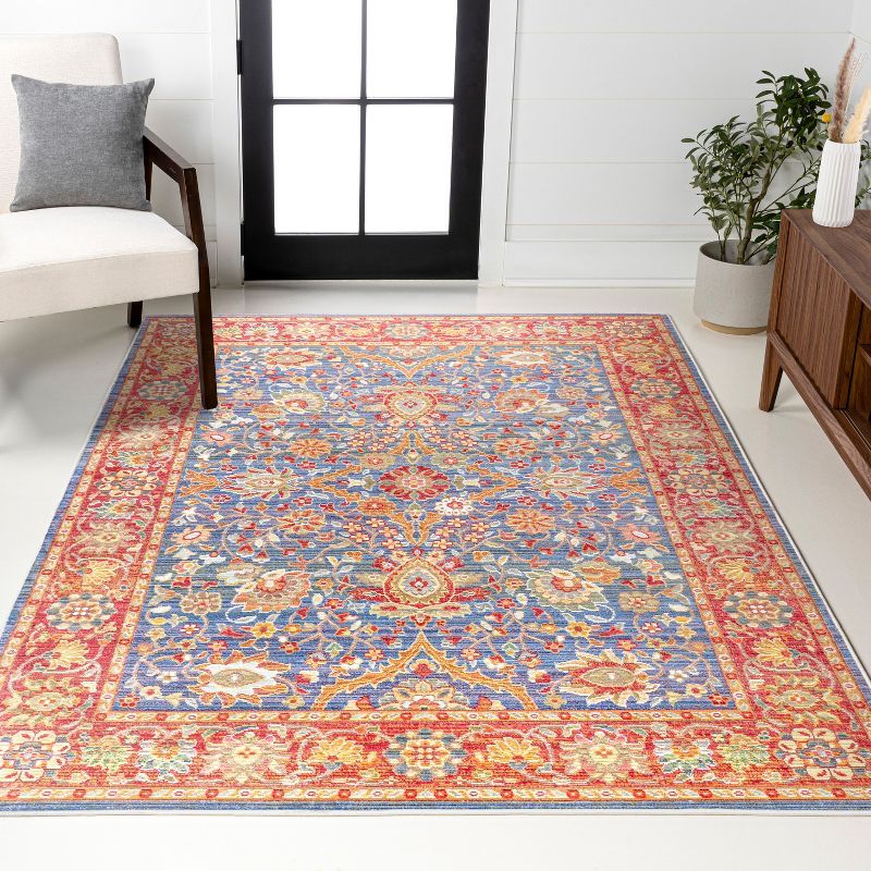 Irving Persian Red and Blue Synthetic 4' x 6' Area Rug