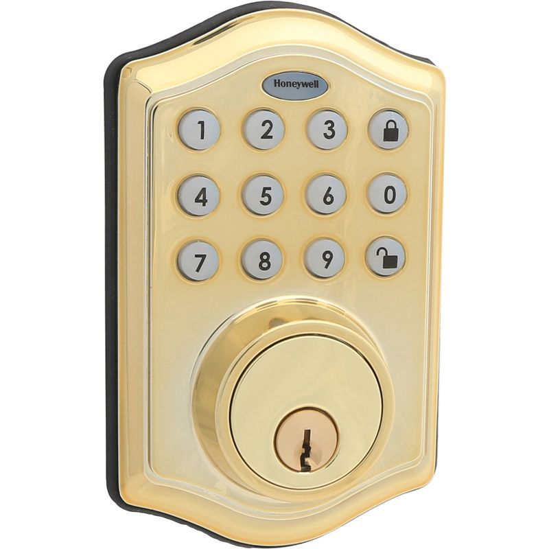 Honeywell Polished Brass Electronic Deadbolt with Keypad