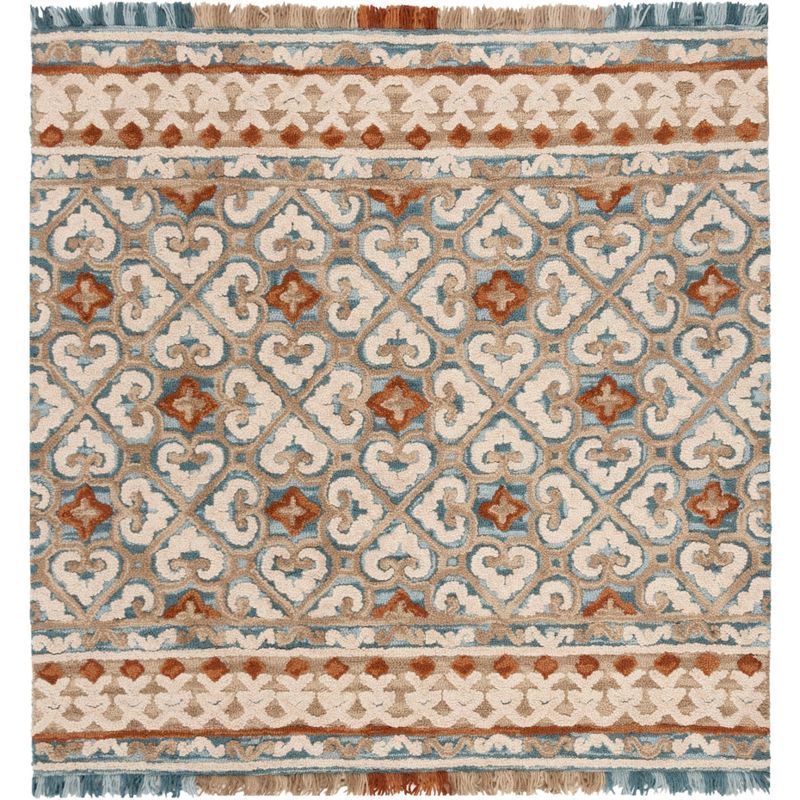 Blossom Ivory and Blue Hand Tufted Wool Area Rug