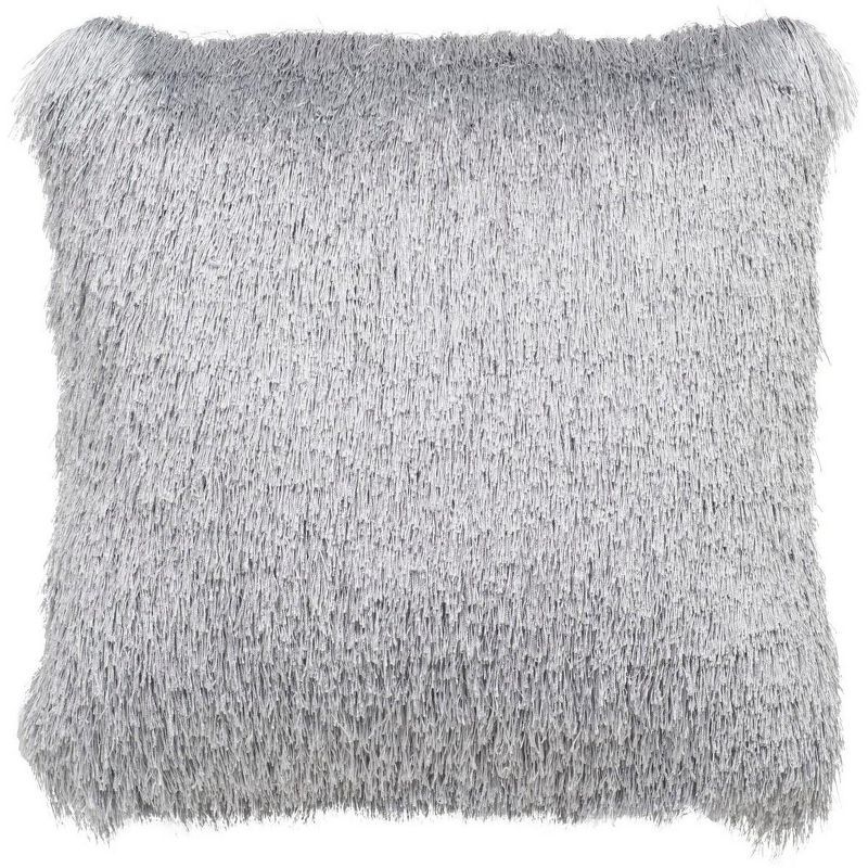 Silver Shag Polypropylene Square Throw Pillow Set