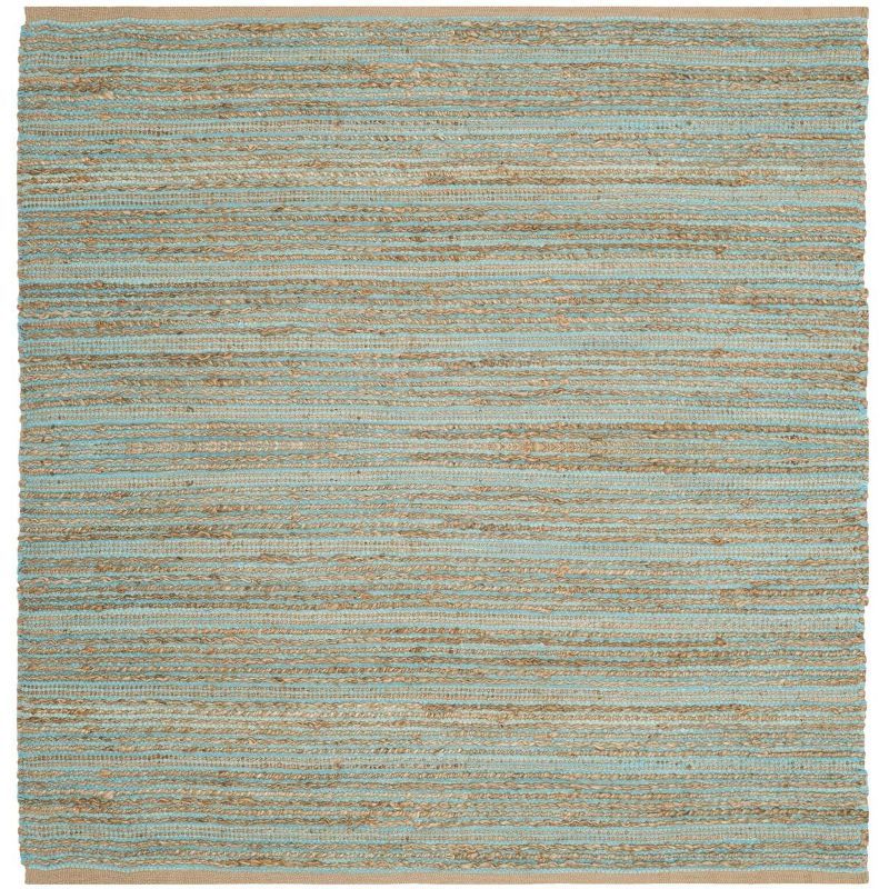 Aqua Charm Hand-Knotted Cotton 6' Square Area Rug