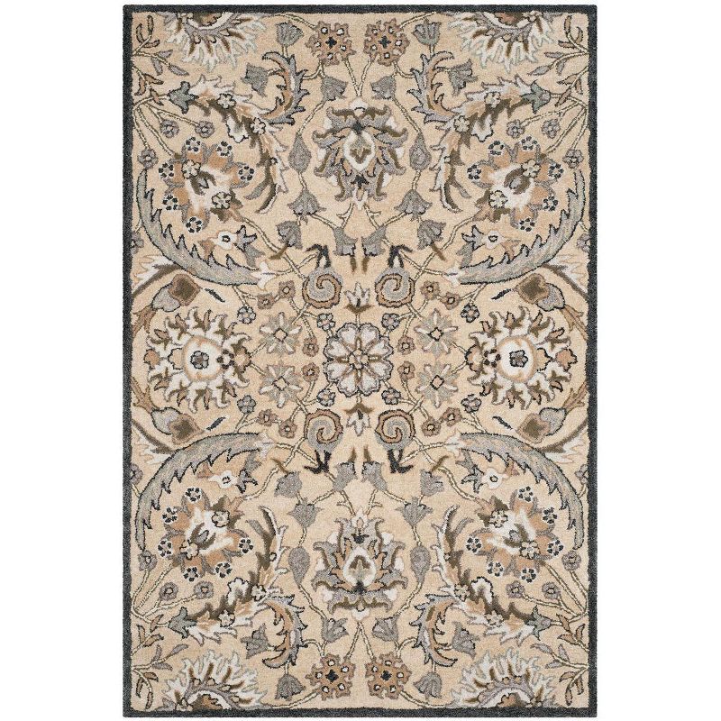 Beige and Multi 4' x 6' Hand-Tufted Wool Area Rug