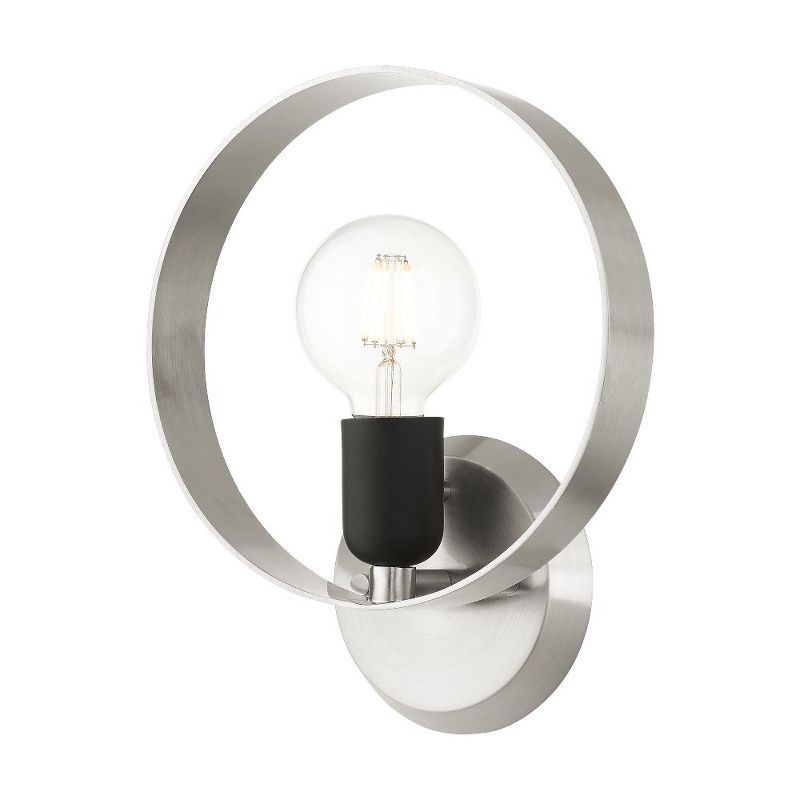 Modesto Mid-Century Modern Brushed Nickel Single Sconce