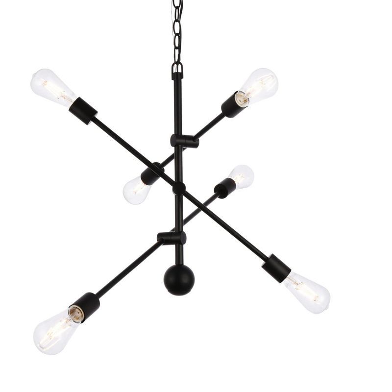 Axel 6-Light Black Steel Pendant with Adjustable Chain