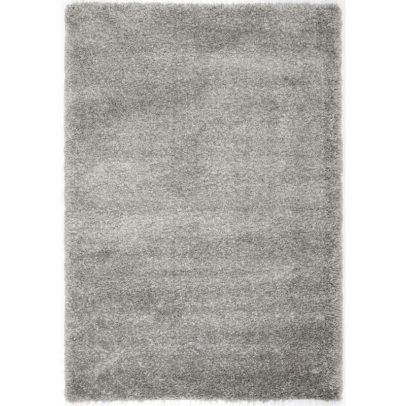 Luxurious Silver Synthetic Shag Rug 5'3" x 7'6" - Hand-Knotted Easy Care