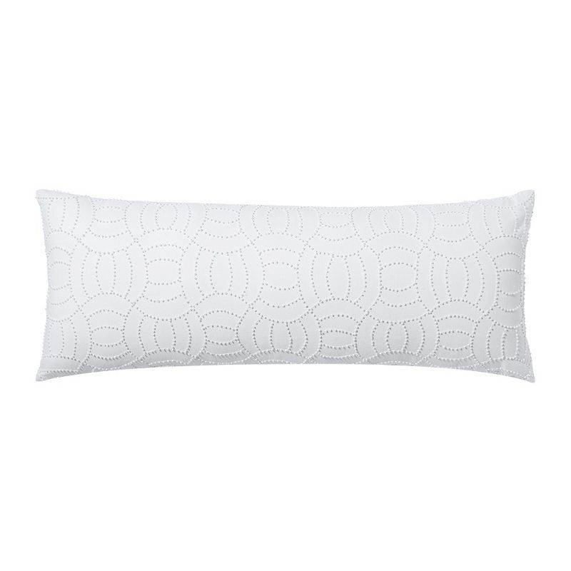 White Cotton Linen Embroidered Lumbar Pillow