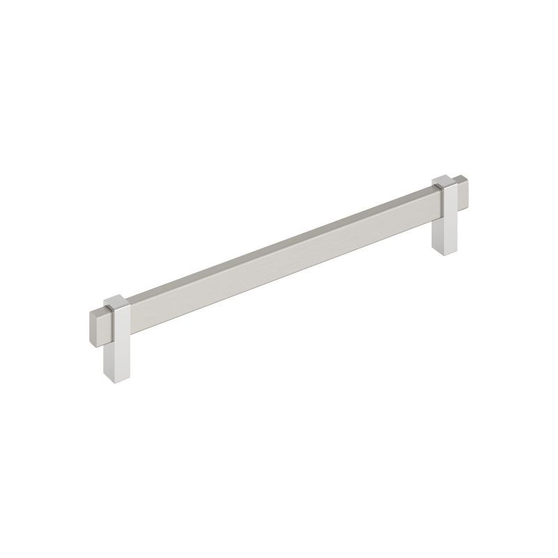 Satin Nickel and Polished Chrome Modern Bar Cabinet Pull