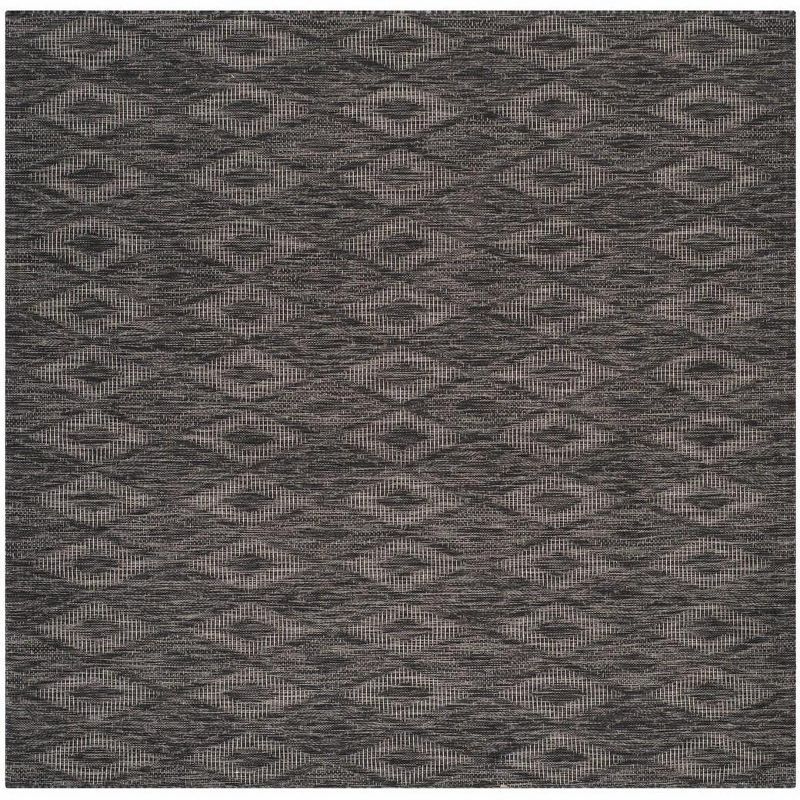 Easy-Care Square Black Synthetic Indoor/Outdoor Area Rug