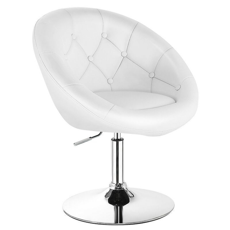 White Faux Leather Adjustable Swivel Accent Chair