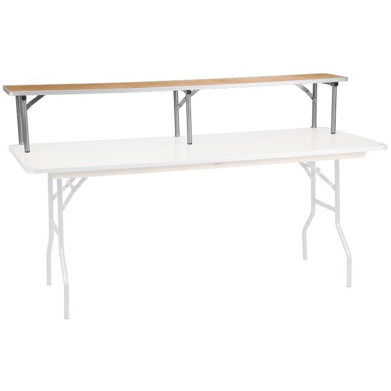 Elegant Birchwood and Silver Metal Bar Top Riser, 72'' x 12''