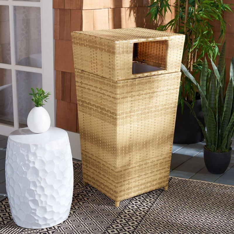 Natural Wicker Outdoor Farmhouse Trash Bin, 35" Height