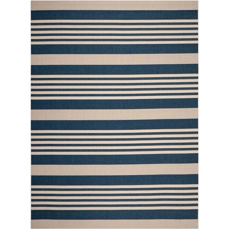 Coastal Stripe Navy & Beige 9' x 12' Synthetic Area Rug