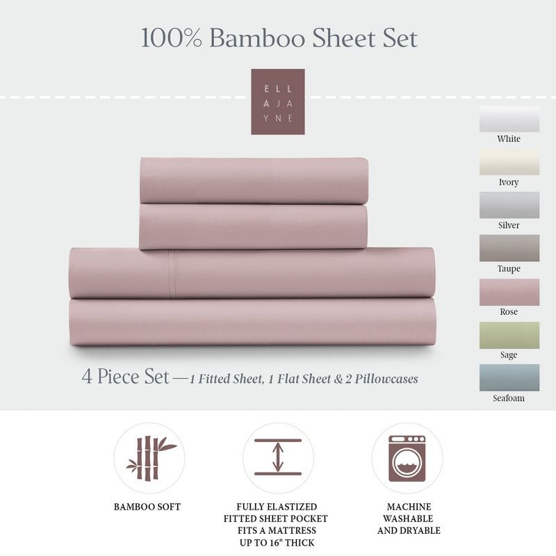 Ella Jayne Rose Bamboo Microfiber Queen Sheet Set