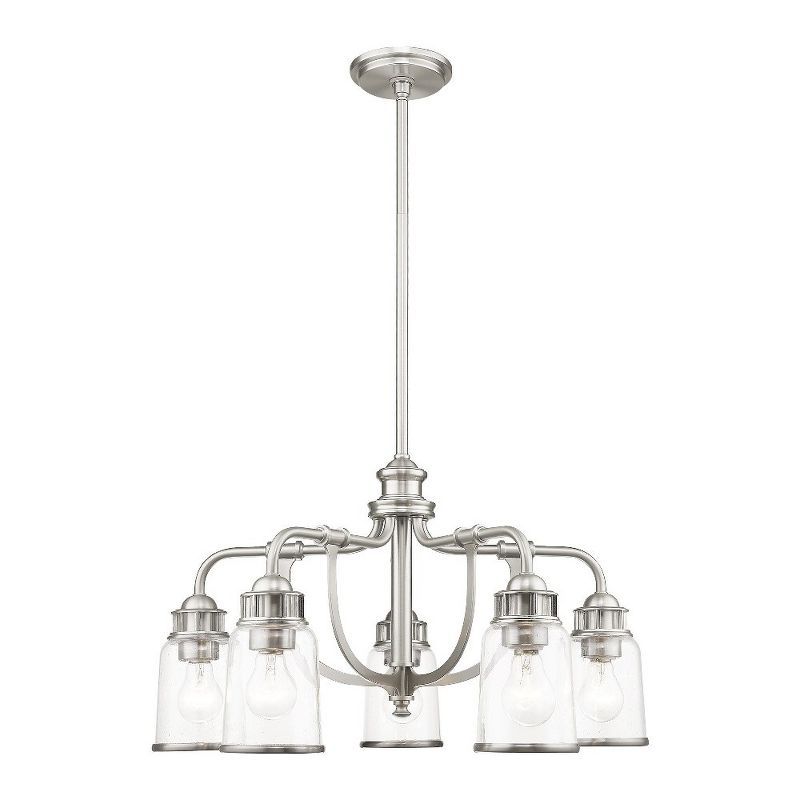 Lawrenceville 24" Coastal Industrial 5-Light Chandelier with Clear Seeded Glass