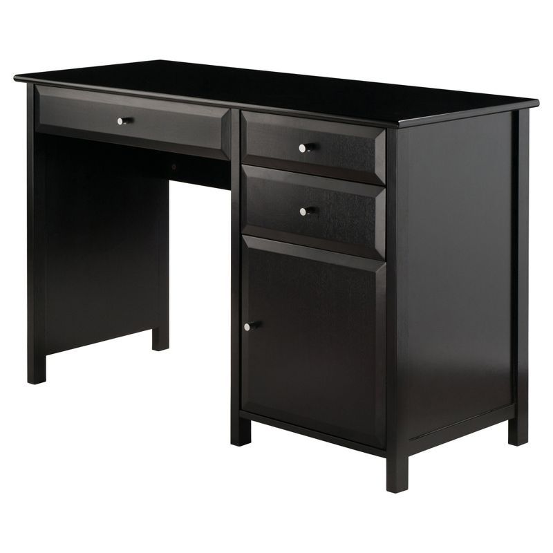 Winsome Transitional Black Wood Home Office Desk with Filing Cabinet