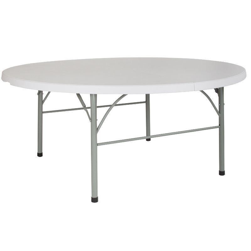 70.9" Round Gray Metal Folding Table with Powder Coated Legs