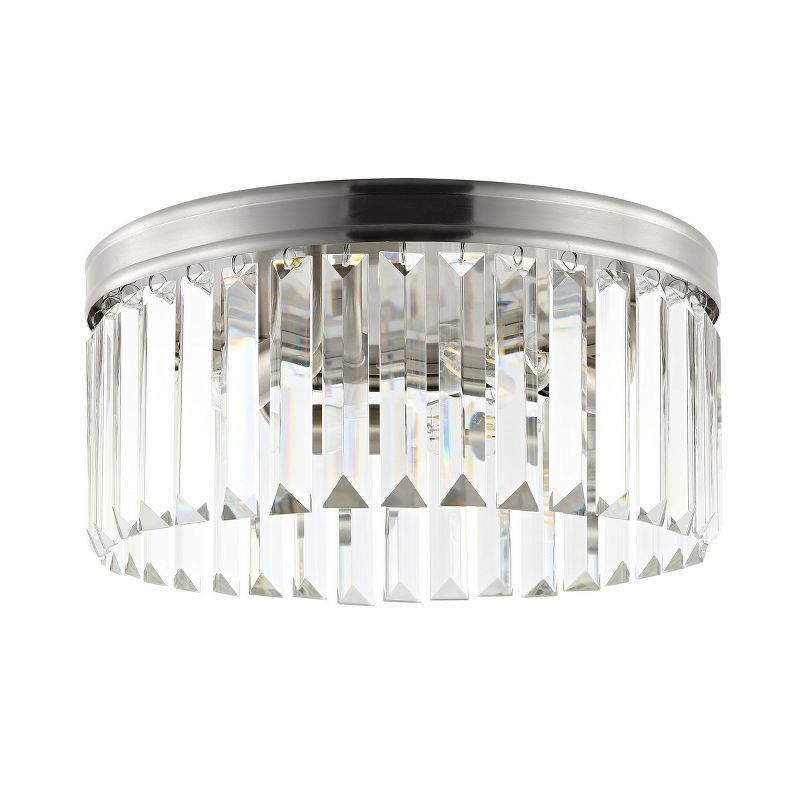 Ruslen 13" Brushed Nickel Crystal LED Flush Mount Light