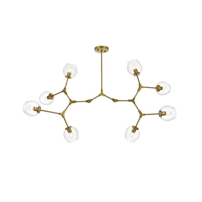 Brass and Clear Glass 8-Light Geometric Chandelier