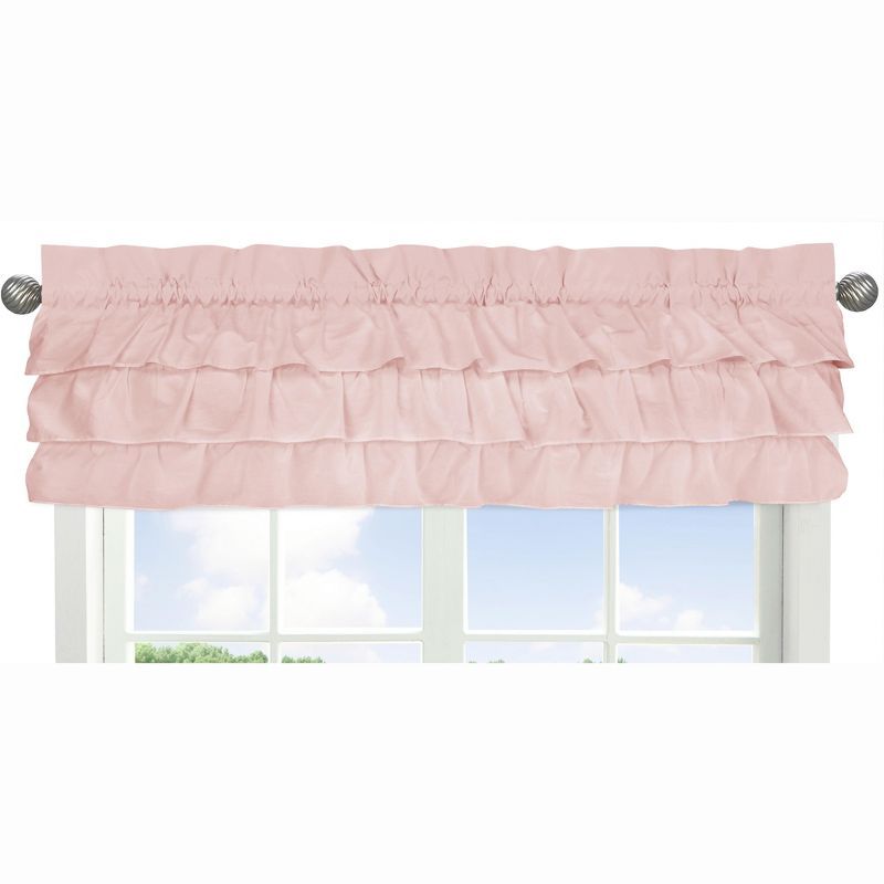 Blush Pink Ruffled Microfiber Rod Pocket Window Valance, 54" x 15"