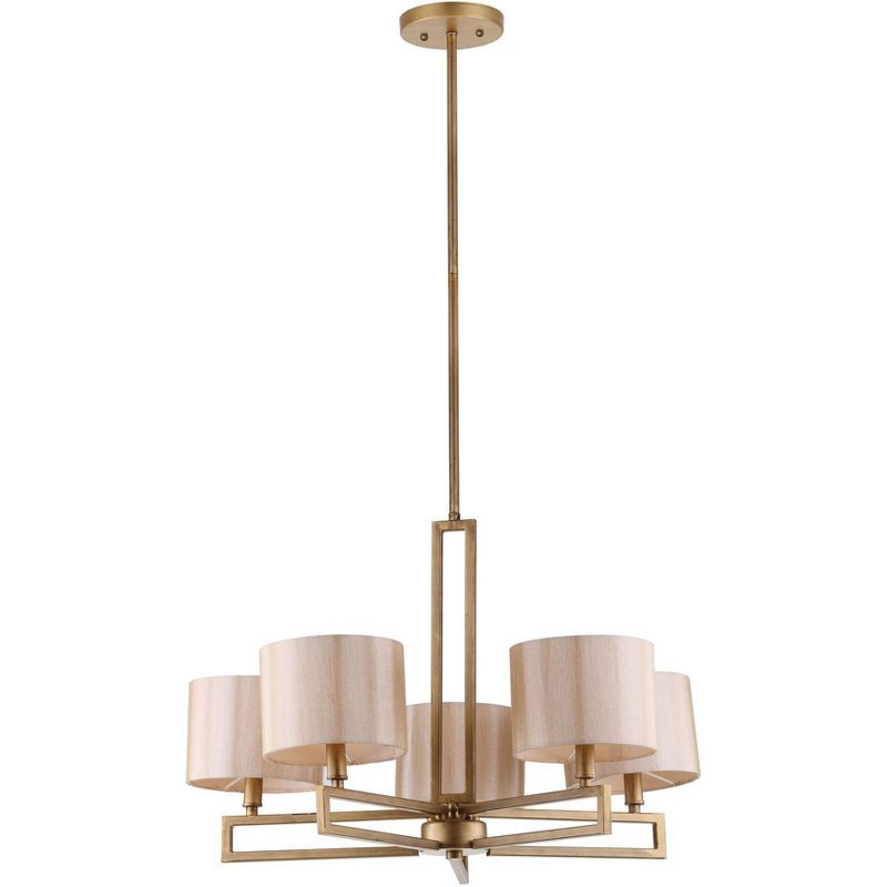 Contemporary 53.5'' Antique Gold Steel Drum Chandelier with Cream Shades