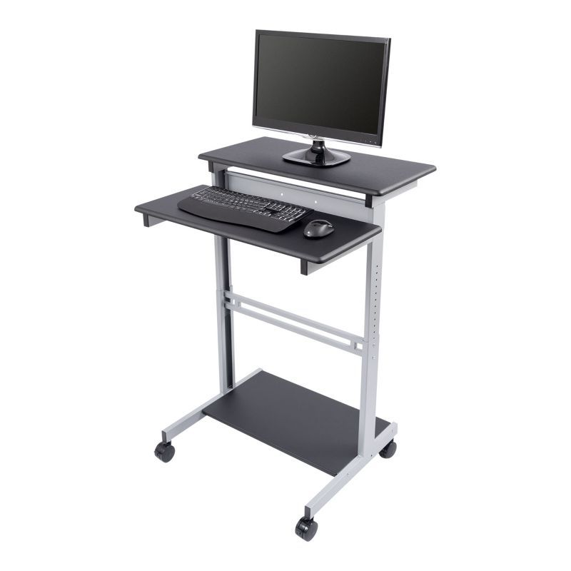 ErgoFlex Black and Silver Adjustable Two-Tier Standing Desk