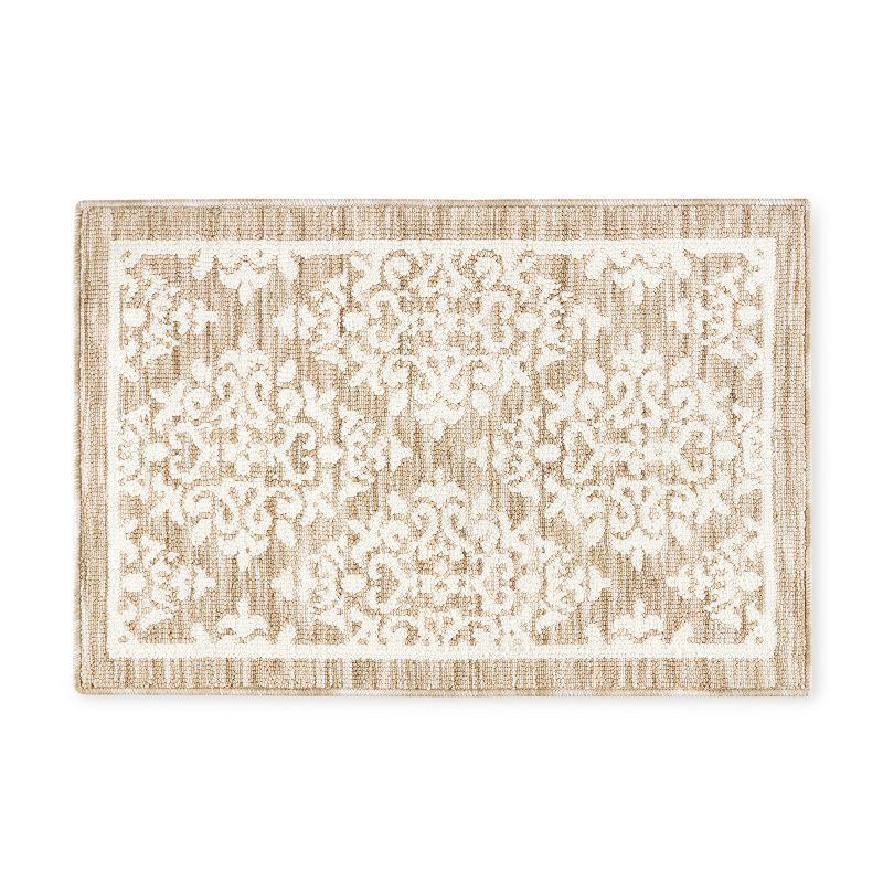 Beige Tufted Medallion Washable Rectangular Rug 24" x 40"