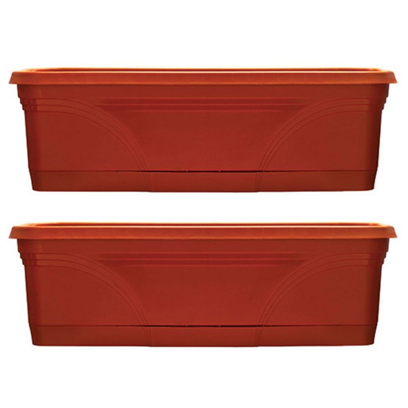 Terracotta Medallion 36" Rectangular Hanging Planter Duo