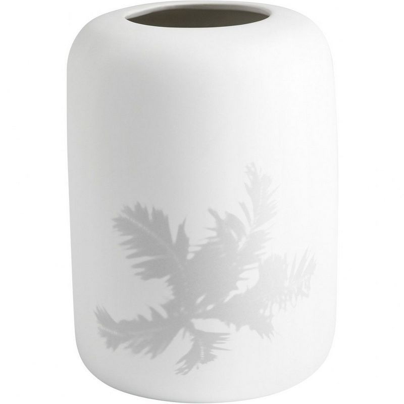 White Ceramic Decorative Table Vase with Floral Design
