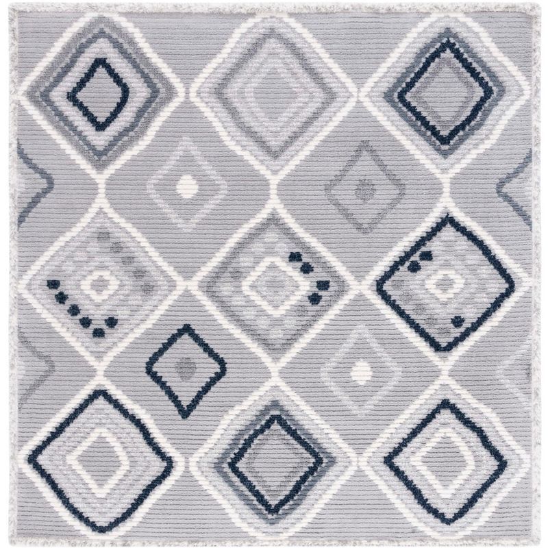Marrakesh Gray and Light Gray Synthetic Square Area Rug