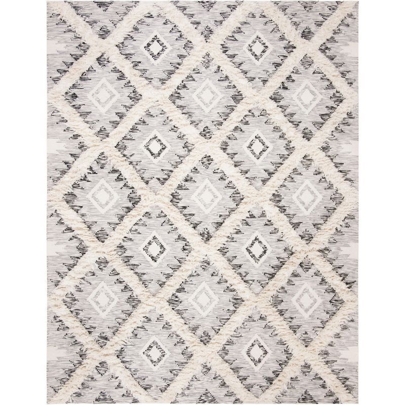 Charcoal and Ivory Hand-Knotted Wool 8' x 10' Area Rug