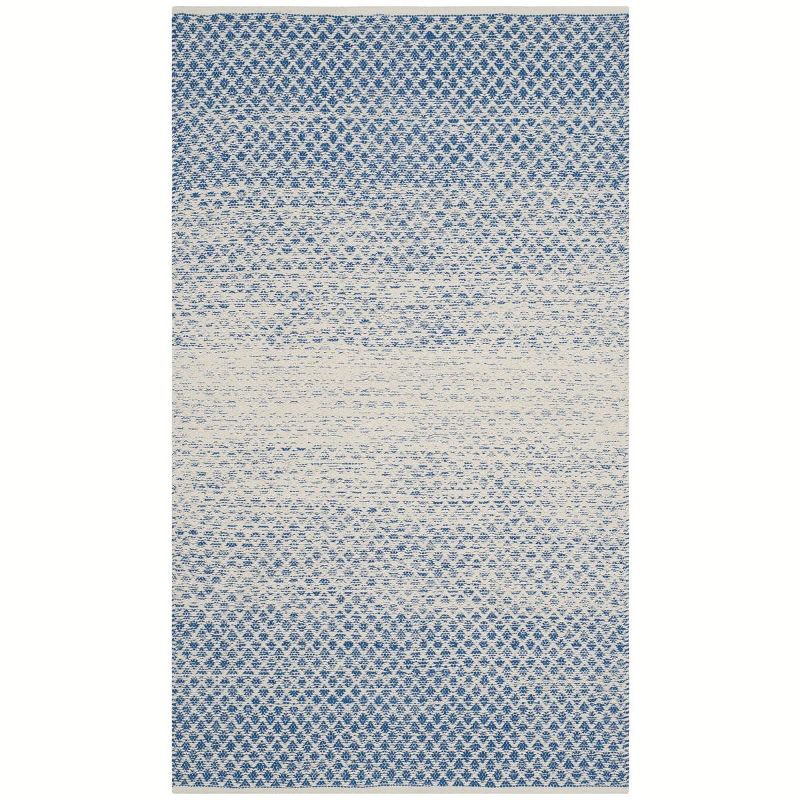 Handmade Blue/Ivory Cotton Flat Woven 4' x 6' Area Rug