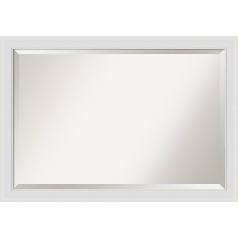 Flair Soft White Satin Finish Rectangular Beveled Bathroom Mirror