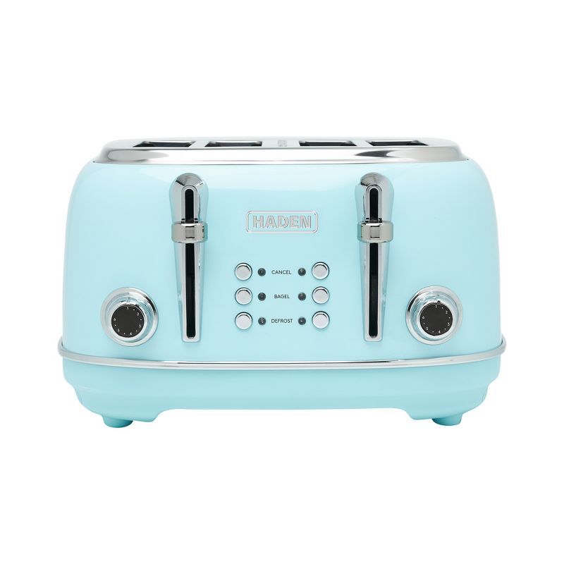 Turquoise Stainless Steel 4-Slice Wide Slot Retro Toaster